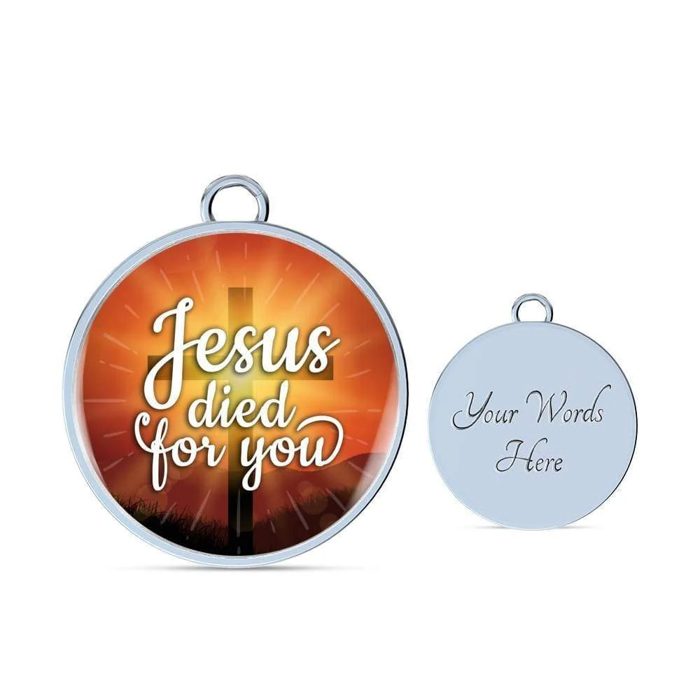Jesus Died For You Personalized Engraved Silver Circle Bangle Bracelet Custom